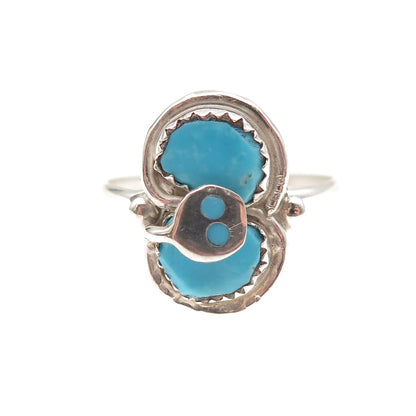 Effie Calavaza Zuni Old Pawn Sterling Silver Vintage Turquoise Ring Size 10.25