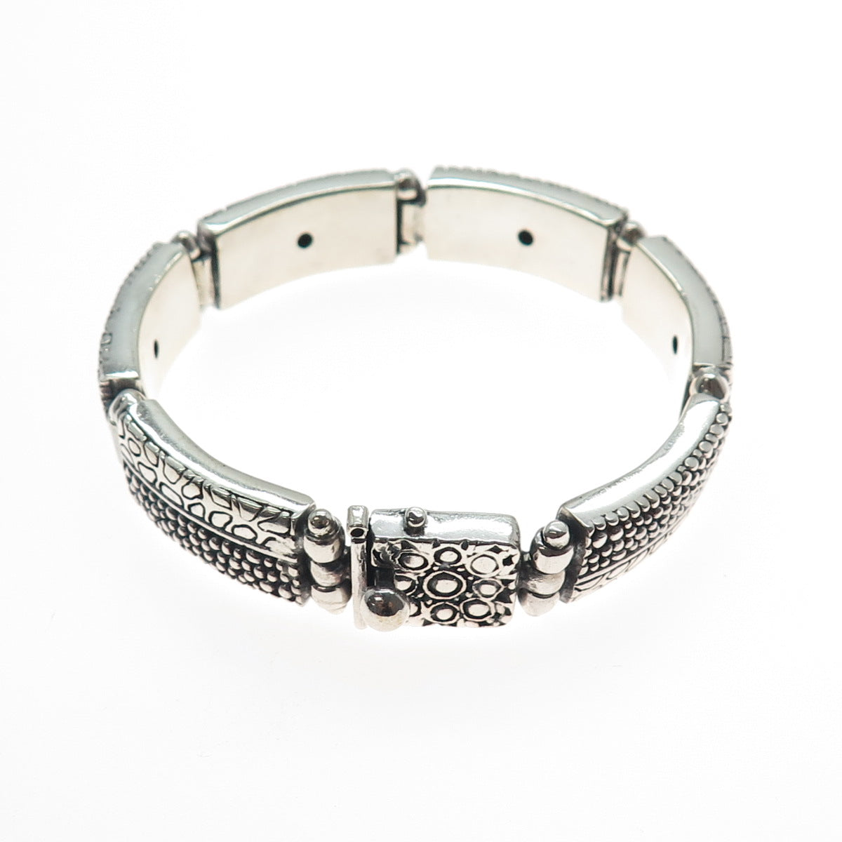 AF DESIGN Sterling Silver Vintage Modernist Granulated Panel Link Bracelet 7"