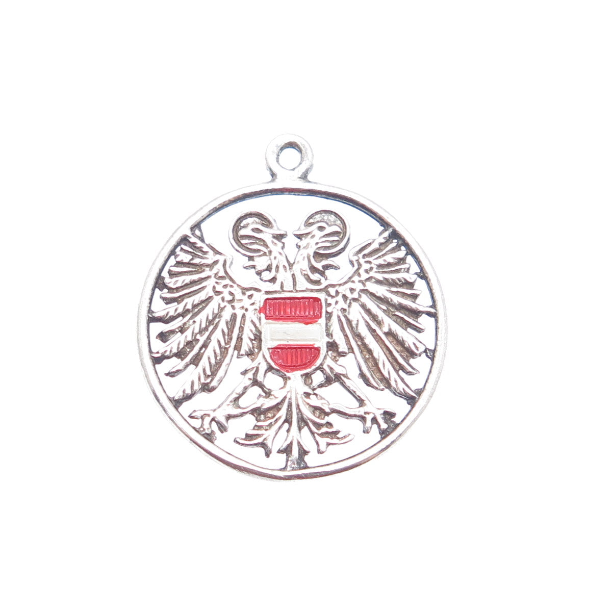 835 Silver Vintage Enamel Austria Coat of Arms Minimalist Charm Pendant