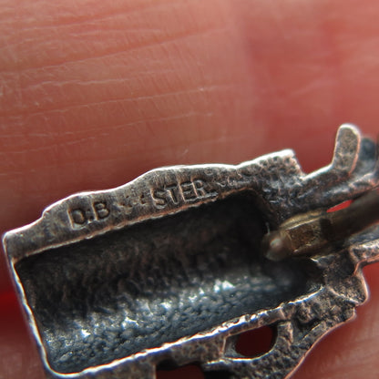 OSTBY & BARTON 925 Sterling Vintage Golf Club Oxidized Tie Tack w/ Button Chain