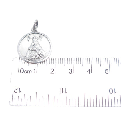925 Sterling Silver Vintage 1976 Virgin of Copacabana Engraved Charm Pendant