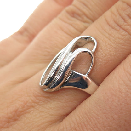 925 Sterling Silver Vintage Modernist Swirl Ring Size 6.75