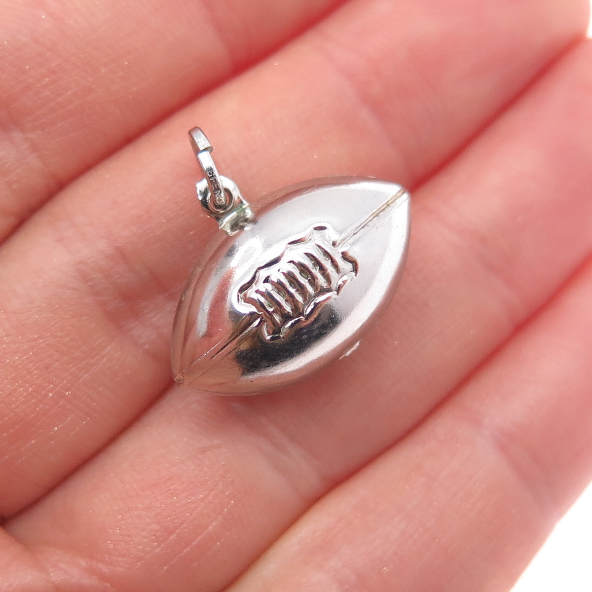 925 Sterling Silver Vintage Baseball 3D Charm Pendant