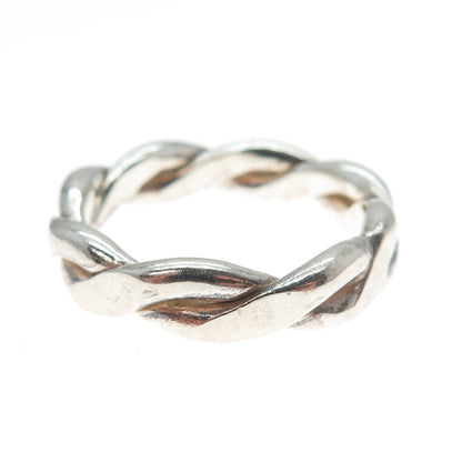 925 Sterling Silver Vintage Woven Band Ring Size 9.25
