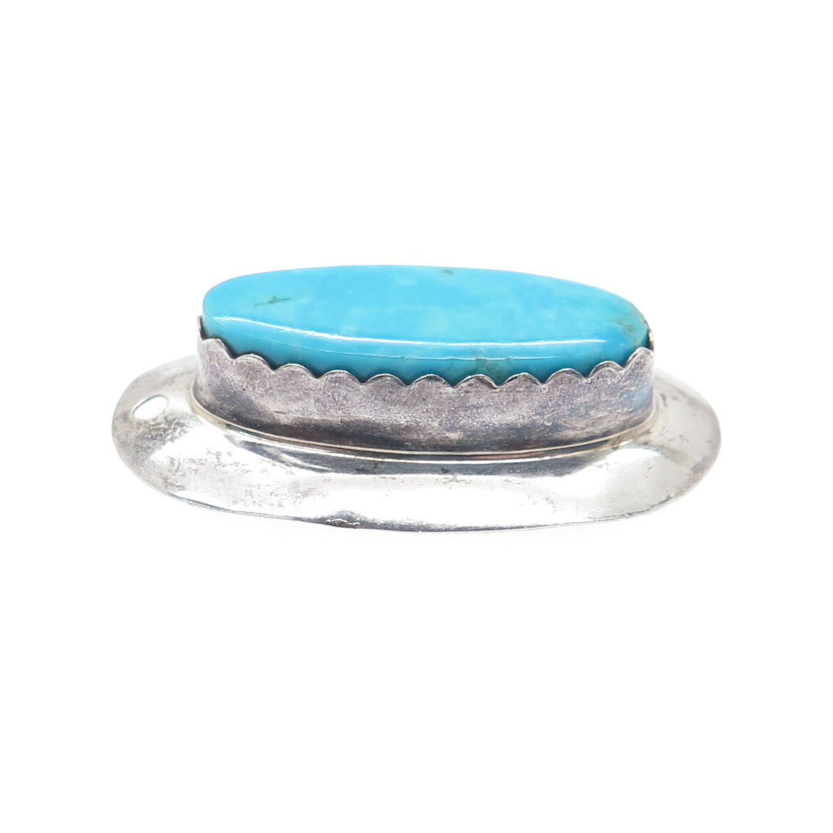 Old Pawn 925 Sterling Silver Vintage Lone Mountain Turquoise Tribal Pendant