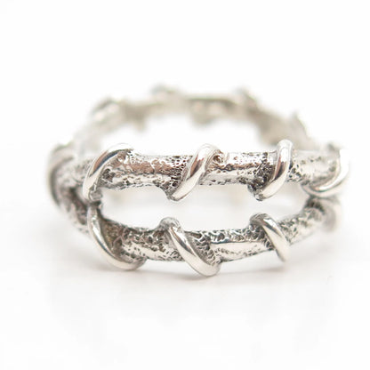 925 Sterling Silver Vintage Nugget Tribal Ring Size 6 3/4