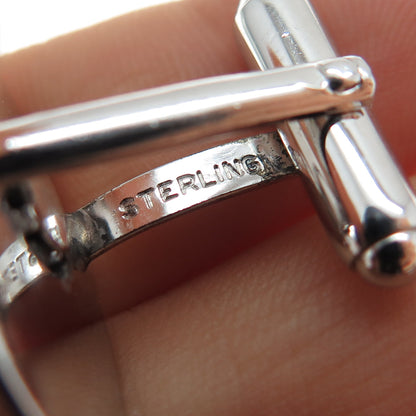 ANSON 925 Sterling Silver Antique Art Deco Real Black Sapphire Cufflinks