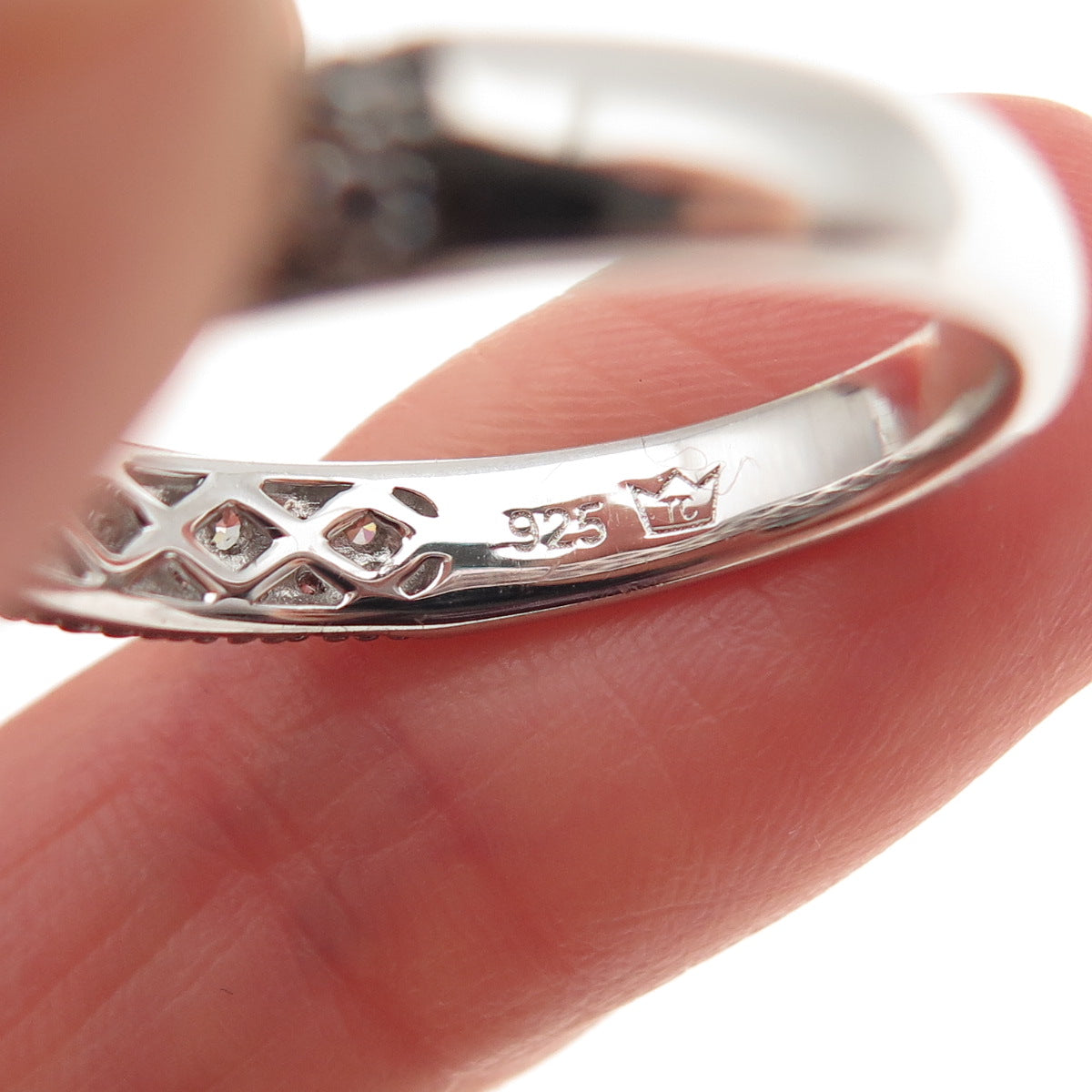 925 Sterling Silver Round-Cut C Z Half Eternity Band Ring Size 9.25
