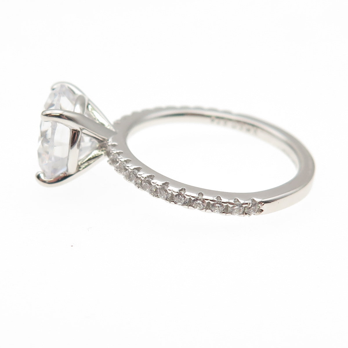 DSMK 925 Sterling Silver Round-Cut C Z Engagement Ring Size 7.25