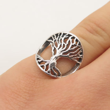 925 Sterling Silver Vintage Tree of Life Ring Size 4.75