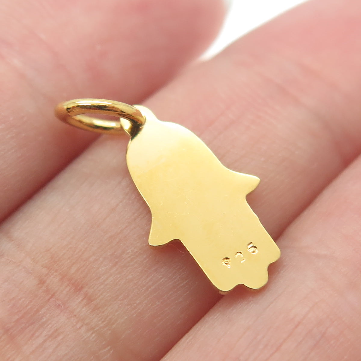 925 Sterling Silver Gold Plated Hamsa Minimalist Charm Pendant