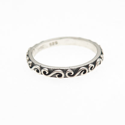 925 Sterling Silver Vintage Swirl Oxidized Stackable Band Ring Size 5.5