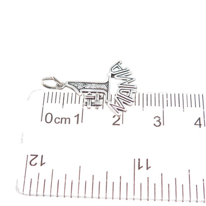 925 Sterling Silver Vintage 1980 #1 Mama Oxidized Minimalist Charm Pendant