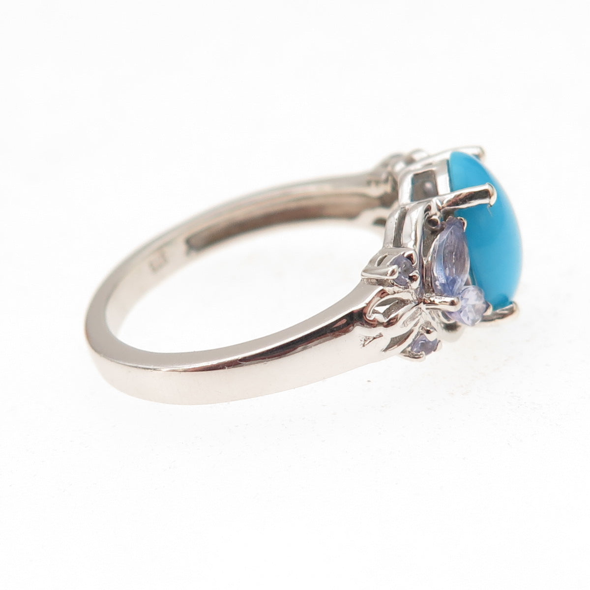 Chuck Clemency Sterling Silver Sleeping Beauty Turquoise & Tanzanite Ring Size 8