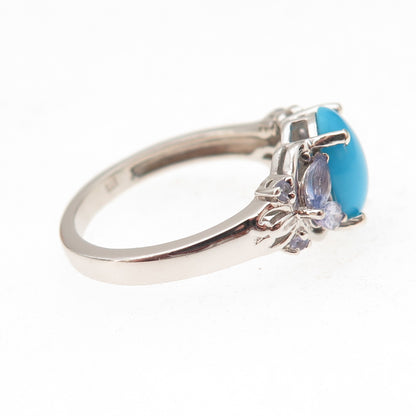 Chuck Clemency Sterling Silver Sleeping Beauty Turquoise & Tanzanite Ring Size 8