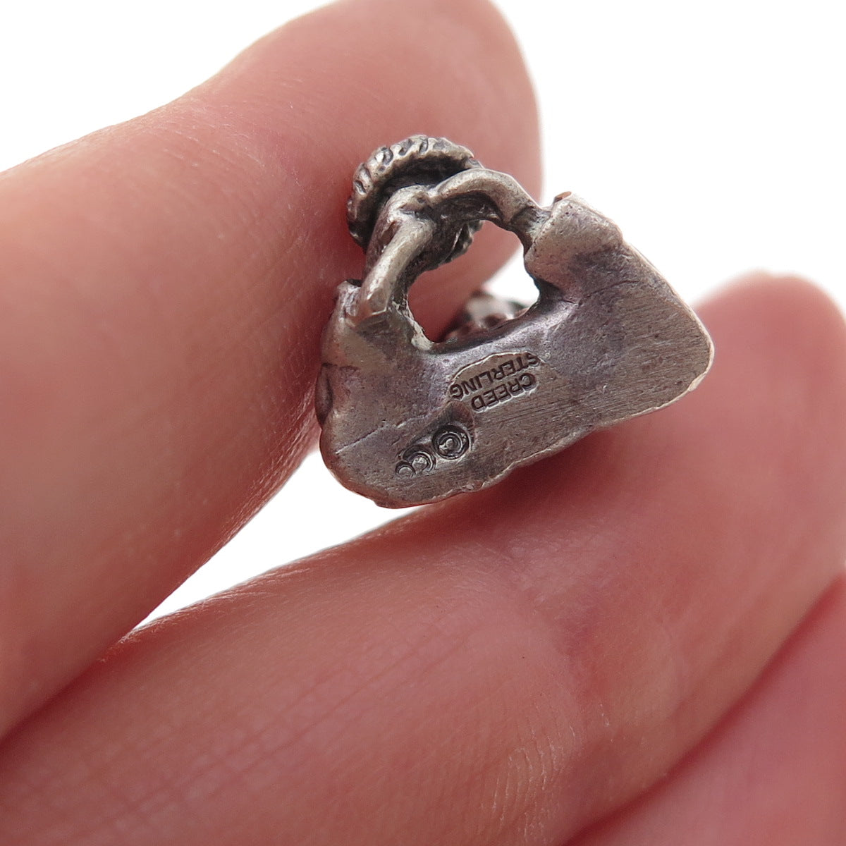 Creed 925 Sterling Silver Vintage St. Mary November Oxidized 3D Charm Pendant