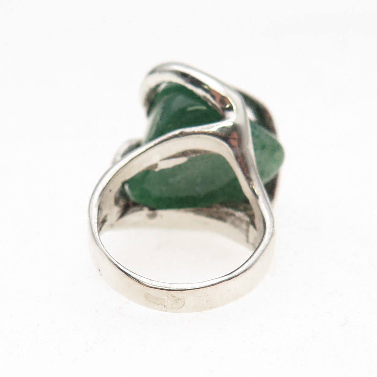Walter Wright Sterling Silver Vintage Real Aventurine Modernist Ring Size 4.25