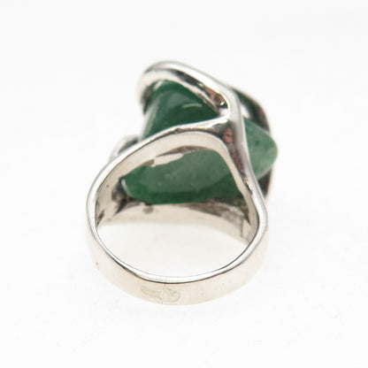 Walter Wright Sterling Silver Vintage Real Aventurine Modernist Ring Size 4.25