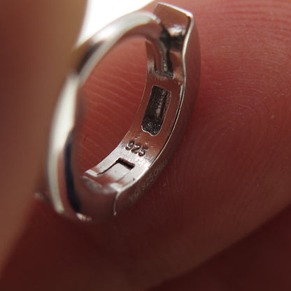 925 Sterling Silver Round-Cut Purple & White C Z Hoop Earrings