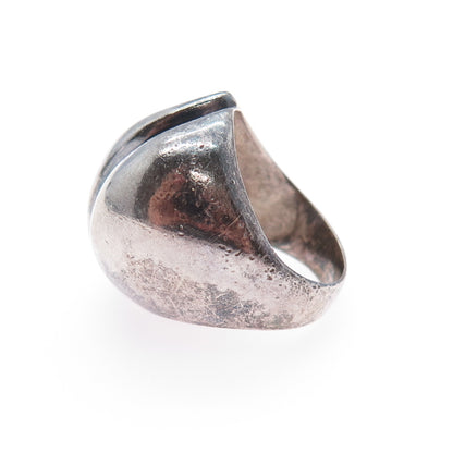 925 Sterling Silver Vintage Modernist Coffee Bean Oxidized Ring Size 6.25