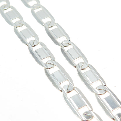 925 Sterling Silver Italy Flat Anchor Mariner Chain Necklace 18"