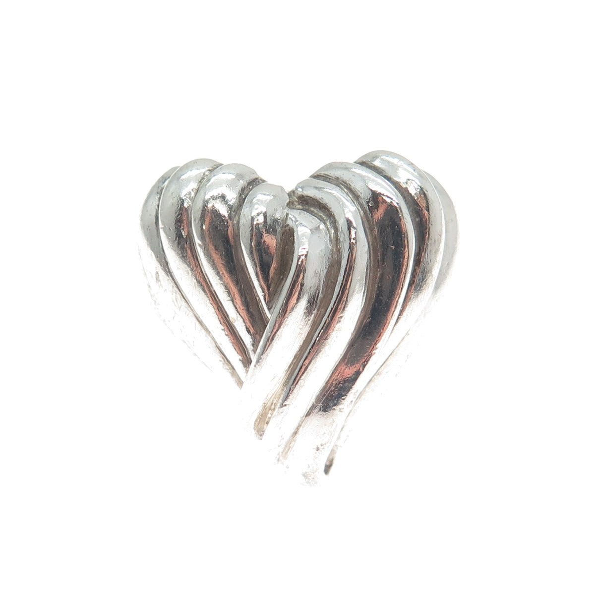 RON RIZZO 925 Sterling Silver Vintage Modernist Heart Oxidized Ring Size 6.5