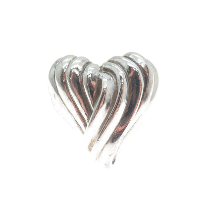 RON RIZZO 925 Sterling Silver Vintage Modernist Heart Oxidized Ring Size 6.5