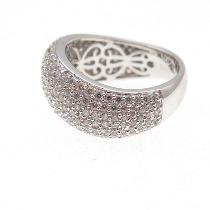 925 Sterling Silver Round-Cut C Z Wavy Ring Size 6.25