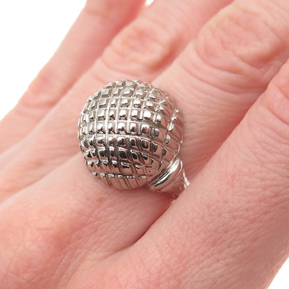 925 Sterling Silver Vintage Modernist Dome Ring Size 6