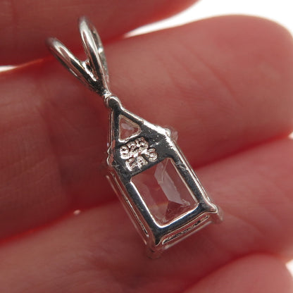 925 Sterling Silver Emerald & Triangle-Cut C Z Mini Charm Pendant