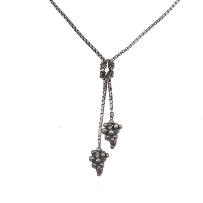 925 Sterling Silver Black Rhodium Vintage Italy Grape Box Chain Necklace 16"