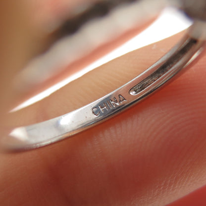 925 Sterling Silver Real Cushion-Cut Blue & Round-Cut White Topaz Ring Size 7