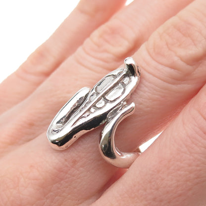 925 Sterling Silver Vintage Cobra Snake Oxidized Ring Size 9
