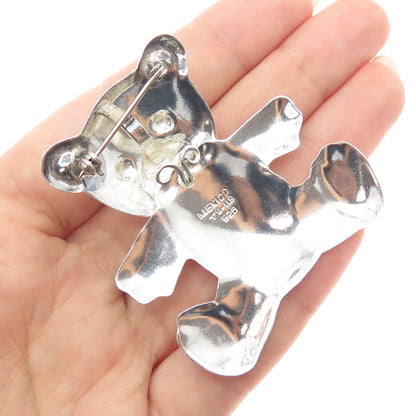 925 Sterling Silver 2-Tone Vintage Mexico Teddy Bear Pin Brooch