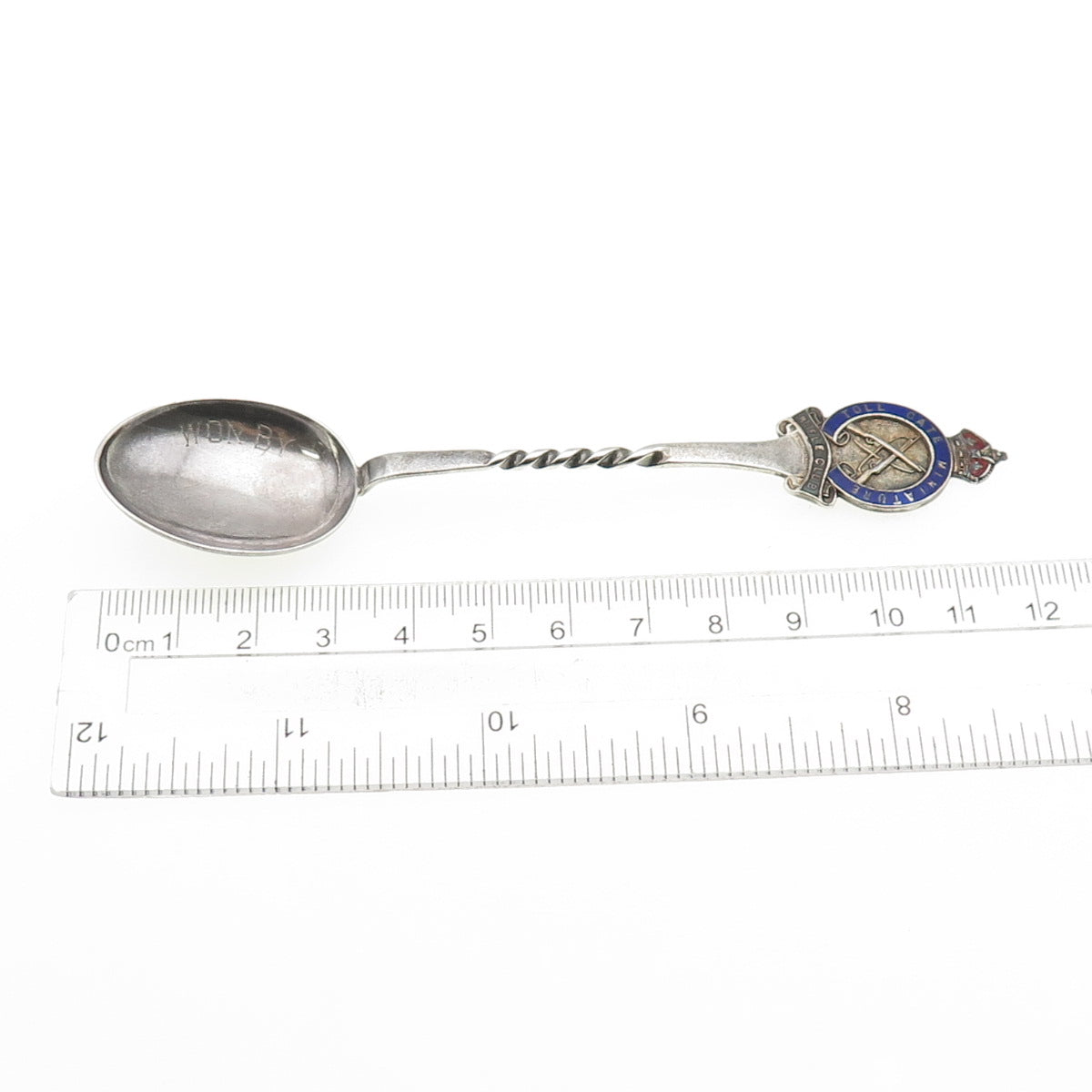 William James Dingley Sterling Antique 1911 Enamel Birmingham Rifle Club Spoon