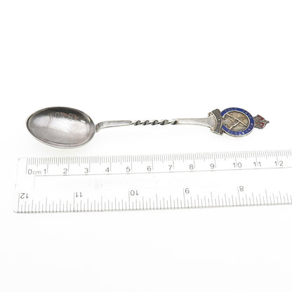 William James Dingley Sterling Antique 1911 Enamel Birmingham Rifle Club Spoon