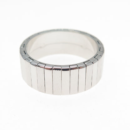 NEOS 925 Sterling Silver Textured Ribbed Band Ring Size 8.25