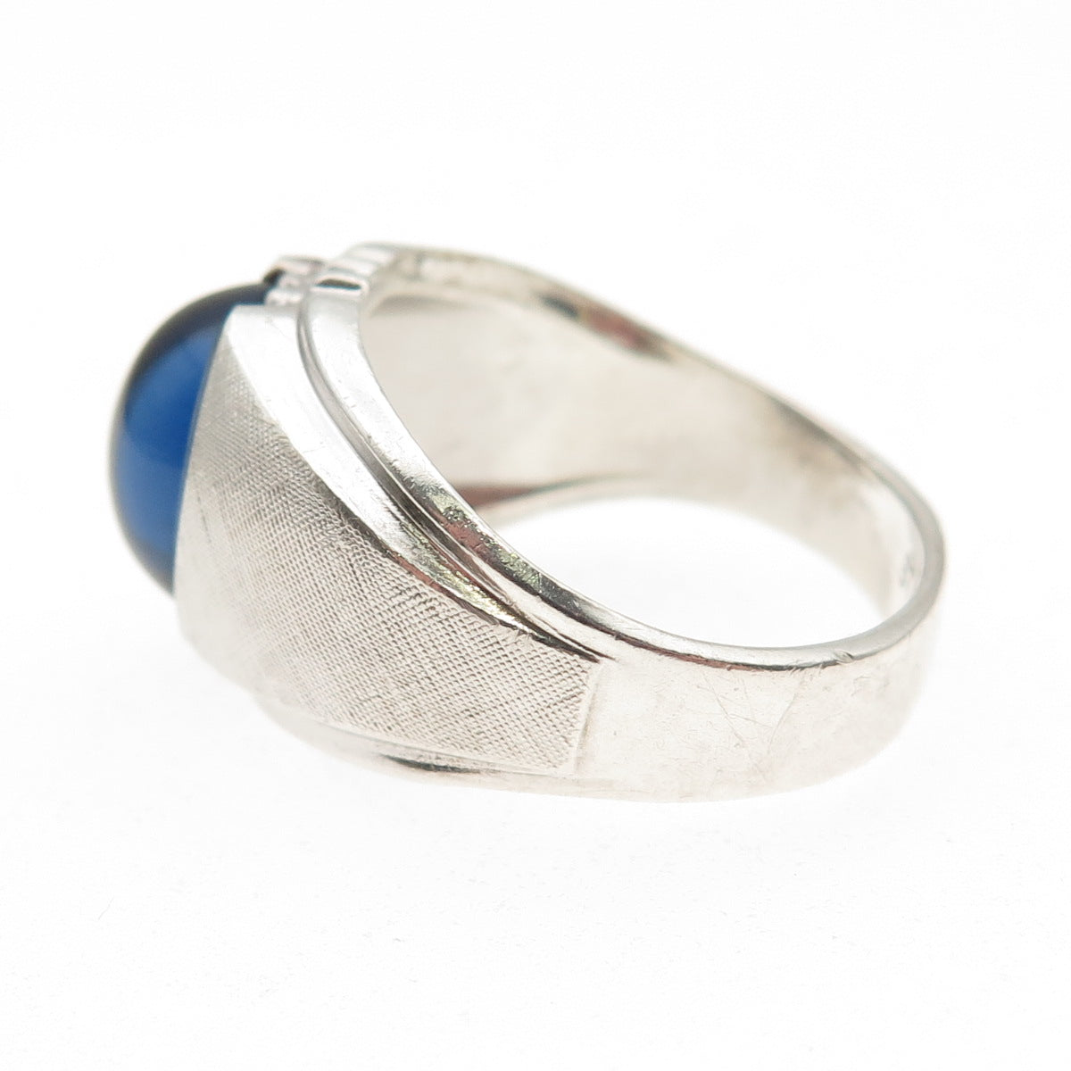 Clark & Coombs 925 Sterling Silver Antique Art Deco Blue Glass Ring Size 10.25