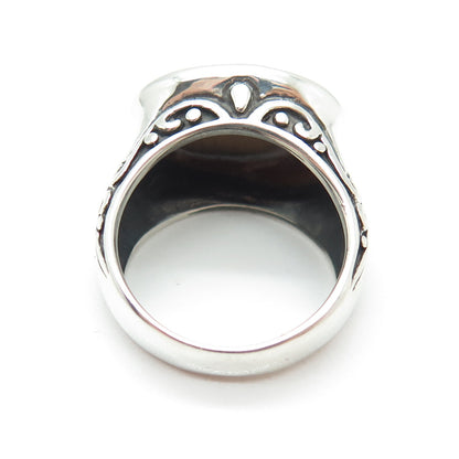 925 Sterling Silver Real Tiger Eye Gemstone Swirl Domed Ring Size 6
