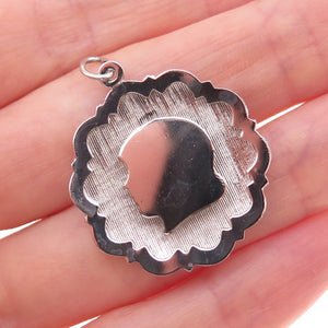 Town & Country 925 Sterling Silver Vintage Girl Profile Charm Pendant