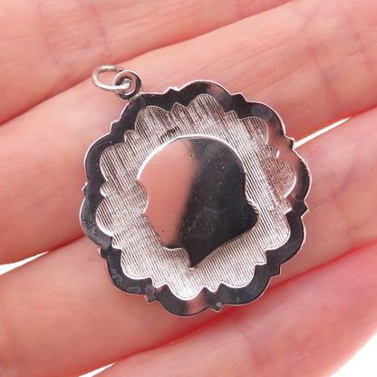 Town & Country 925 Sterling Silver Vintage Girl Profile Charm Pendant