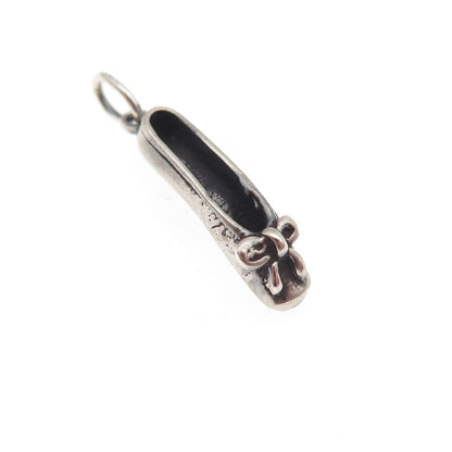 Sunwest Sterling Silver Vintage Ballerina Shoe Oxidized 3D Mini Charm Pendant