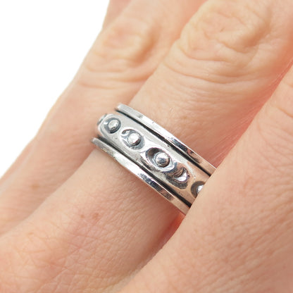 925 Sterling Silver Vintage Evil's Eye Oxidized Rotating Band Ring Size 12