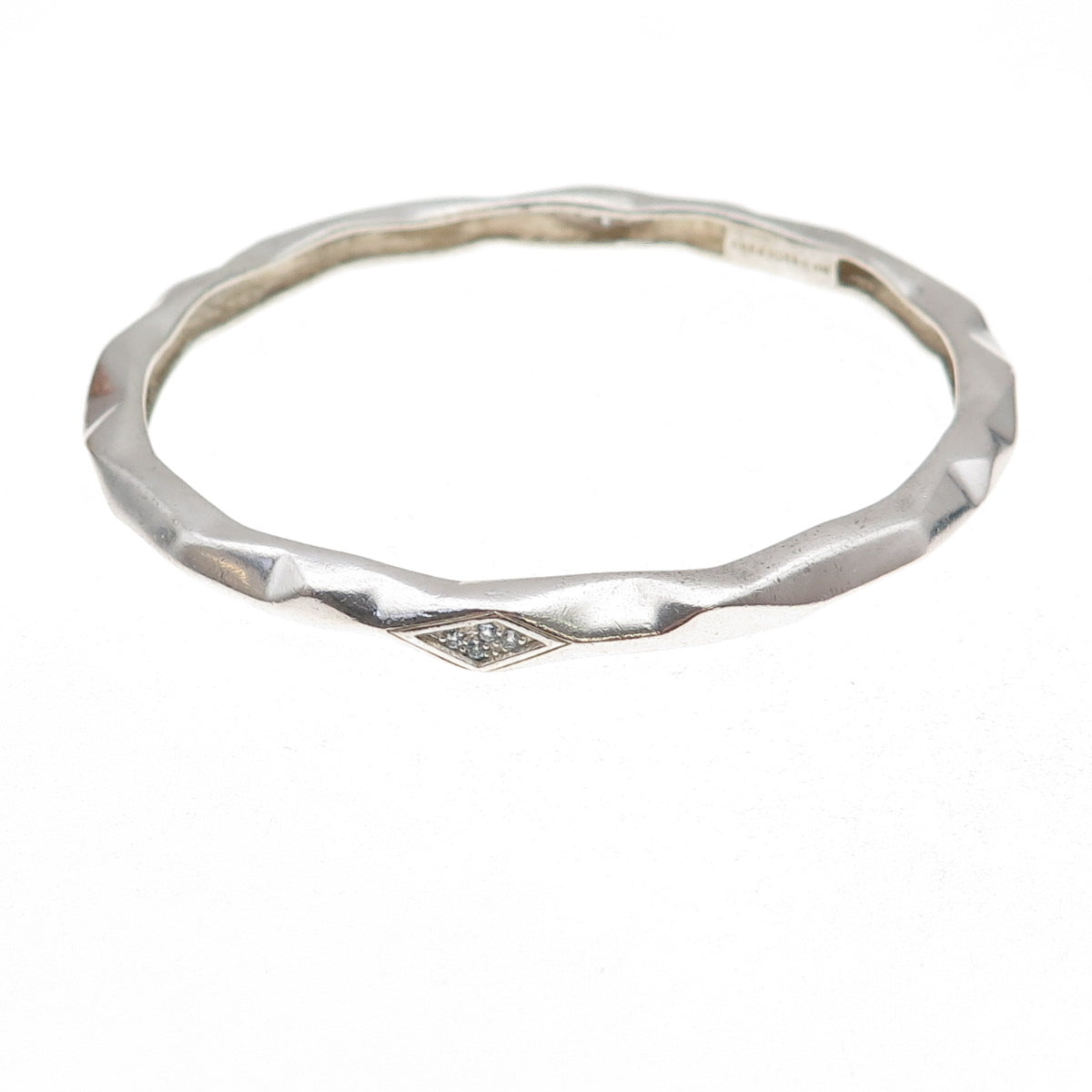 Kara Ross 925 Sterling Silver Round-Cut C Z Bangle Bracelet 8"