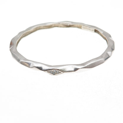 Kara Ross 925 Sterling Silver Round-Cut C Z Bangle Bracelet 8"