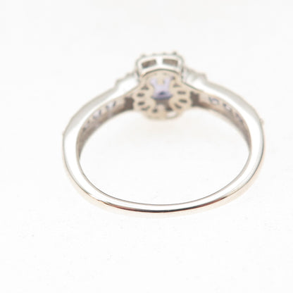 Chuck Clemency 925 Sterling Silver Real Tanzanite & White Topaz Ring Size 8.25