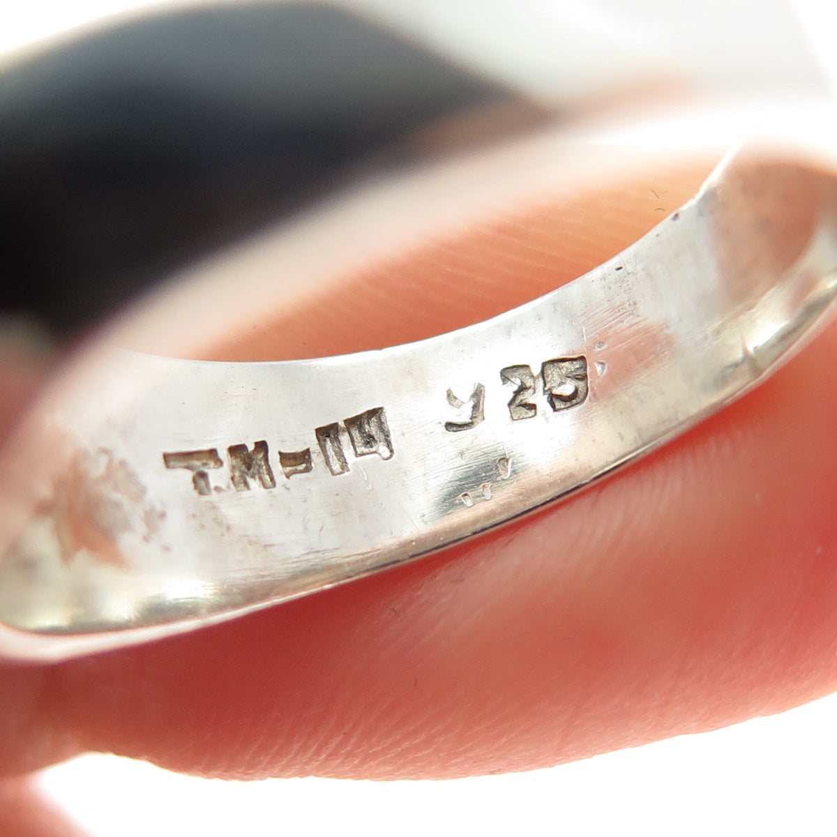 925 Sterling Silver Vintage Mexico Real Tiger Eye Modernist Ring Size 7