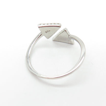 925 Sterling Silver Round-Cut C Z Arrow Adjustable Ring Size 7.5