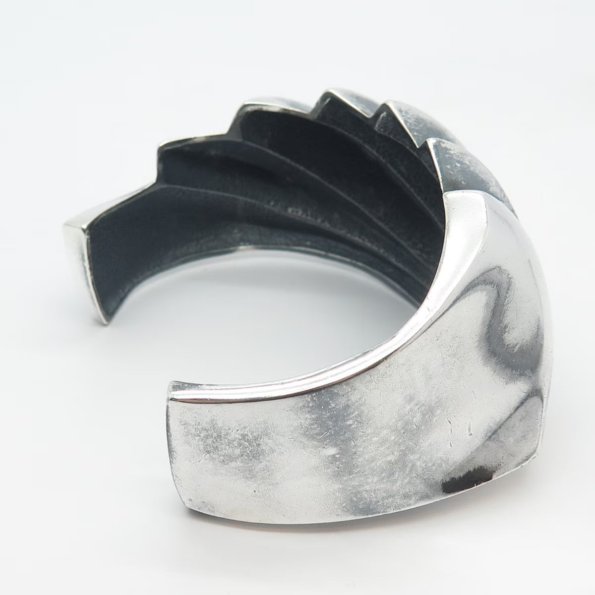 925 Sterling Silver Vintage Charles Crypell Ribbed Adjustable Bracelet 6.5"