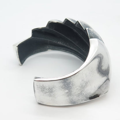 925 Sterling Silver Vintage Charles Crypell Ribbed Adjustable Bracelet 6.5"
